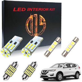 LED Interior Light Kit for Nissan Rogue 2008-2020 6000k White Map Dome Vanity Mirror Cargo License Plate Bulbs (8 Pieces)