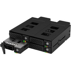 Kingwin Mobile Rack Hot Swap Enclosure for 4 SATA/SAS Hard Drives - 12 Gbps, Metal Body, Stainless Steel Tray, 2.5" HDD/SSD Support, 4cm Cooling Fan, Tool-Less Installation