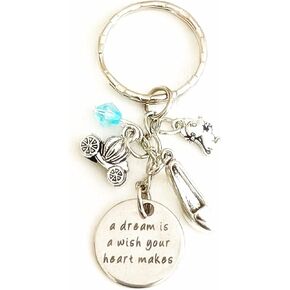 A Dream is a Wish Your Heart Makes Cinderella Silver Charm Keychain Gift of Love for a Beautiful Princess | Merchandise and Accessories for Women