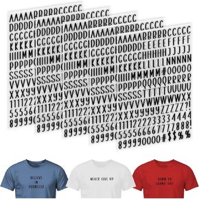 5 Sheets 895 Pieces Iron on Letters for Clothing 0.8inch White Iron on Letter Small Stickers with A-Z Heat Transfer Letters 0-9 Iron on Numbers for Fabric T-Shirt Printing (White, Retro)