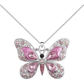 FEELMEM Butterfly Jewelry Crystal Rhinestone Butterfly Necklace Caterpillar Lover Gift Best Friend Encouragement Gifts