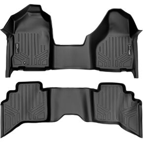 SMARTLINER Floor Mats 1st Row 1 Piece and 2nd Row Liner Set Black for 2002-2008 Ram 1500/2003-2009 Ram 2500/3500 Quad Cab