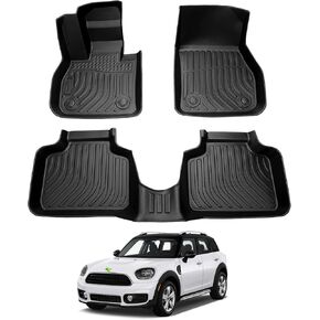 Cartist Custom Fit for Floor Mats Mini Countryman F60 2017-2024 (Not for Manual Transmission) All Weather Floor Liners Front & 2nd Two Rows TPE Floor Mat