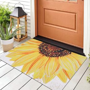 ASPMIZ Sunflower Doormat, Floral Area Rug Door Mat with Non Slip Backing, Decorative Entrance Mat for Indoor Outdoor, Welcome Doormat for Kitchen Bathroom Front Door Home Decor, 18" x 30"