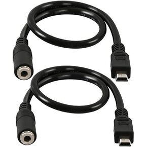 Qaoquda (2-Pack) Mini USB Male to 3.5mm Female Audio Cable for Active Clip Mic Microphone Adapter Cord-1Feet