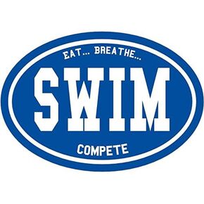Oval Eat Breathe Compete Swim Vinyl Window Decal - Swimming Bumper Sticker - Swimmer Sticker