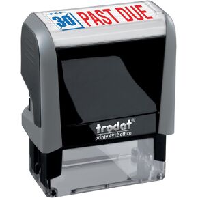 Trodat Stamp 4912 Office Printy with English Text Past Due – Self Inking, Red and Blue Ink, Impression Size 3/4" x 1-7/8"