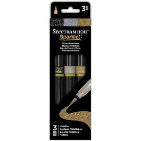Spectrum Noir Sparkle Glitter Brush Pen Metallics, 3 Piece (SPECN-SPA-MET3)