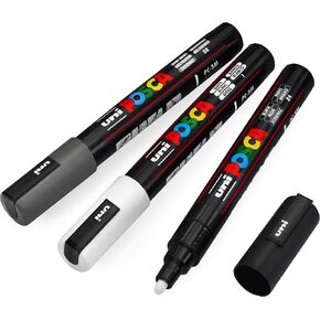 Posca Paint Marker Set of 3 Medium Neutral Tones; 5M Medium Markers with Reversible Tips Marker Set of Acrylic Paint Pens Pens for Art Supplies; Fabric Paint