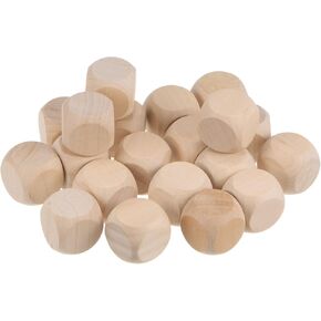 uxcell Blank Wooden Dice, 20pcs 3/4 Inch Unfinished Wooden Cube Wood Square Block for DIY Craft Projects