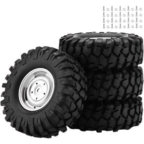 Demeras RC Wheel Tire Rubber Wheel Tyres with Hubs for 1/10 Scale RC Crawler Off Road Truck Car 4Pcs