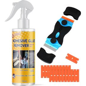 Adhesive Remover, Car Sticker Remover with Scraper & Plastic Razor Blades, Surface Safe Sticker Remover for Cars, Windows, Ceramic, Plastic, Rapidly Removes Stickers, Decals, Glue
