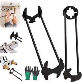Multifunctional sink wrench, sink wrench faucet tool, 7-type sink wrench faucet tool, washbasin wrench set, sink sewer wrench for narrow space.2-piece package