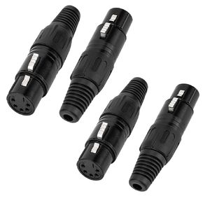 5 Pin XLR Plugs Connectors, 5 Pin XLR Plug Audio Mic Microphone Connector,XLR Cable Ends Replacement Plug Audio Socket-4PCS (5Pin- Male&Female-2Pair)