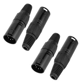 موصلات مقابس 5 دبابيس XLR، موصل ميكروفون ميكروفون صوتي بقابس 5 دبابيس XLR، أطراف كابل XLR بديلة مقبس الصوت - 4 قطع (5 دبابيس - ذكر وأنثى - زوجان)