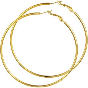 GoldChic Jewelry 1Pair/3 Pairs Classic Medium/Big Round Loop Hoop Earrings, Lightweight Hoop Earrings in Gold/Black/Silver Tone for Women Hypoallergenic Earrings (20/30/40/50/60/70/80/100mm)