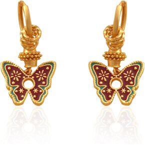 Butterfly Hoop Drop Earrings 18K Gold S925 Sterling Silver Posts Hypoallergenic Huggie Dangle Earrings for Women Dainty Vintage Earrings