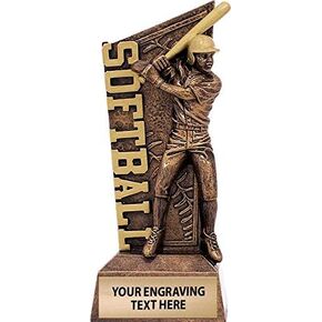 Dynamic Softball Trophies, 6 1/2" 3D Resin Softball Player Trophy Award, Custom Engraving Included Prime
