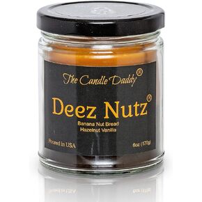 Deez Nutz- Black Label- Banana Nutbread - Hazelnut Vanilla- Funny- 6 Ounce Jar Candle- Hand Poured in Indiana