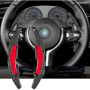 محول مجداف عجلة القيادة من ألياف الكربون الحقيقي متوافق مع BMW M2 M3 M4 M5 M6 X5M X6M، غطاء تمديد مبدل مجداف T-carbon لامع لسلسلة BMW M 2013-2018 (أحمر)