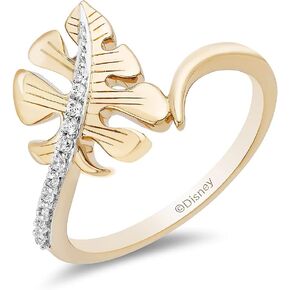 Jewelili Enchanted Disney Fine Jewelry 14K Yellow Gold over Sterling Silver 1/10 Cttw Moana Ring