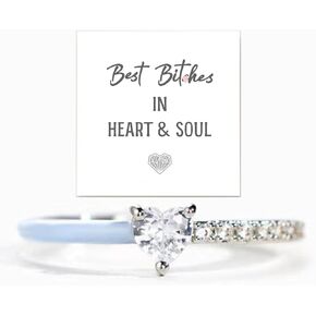 Love Me Until I'M Me Again Black Heart-Cut Half Enamel Ring, Heart Rings Self-Love Ring Open Adjustable Promise Jewelry Birthday Gifts For Her, Women, Daughter, Wife, Friends