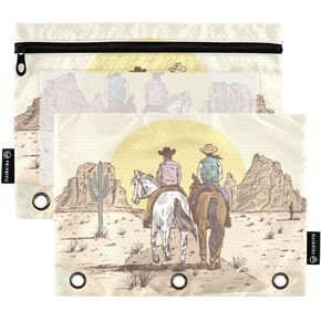 Fisyme Australian Shepherd Dog Pencil Pouch for 3 Ring Binder Pencil Case Pencil Bag Zipper Pouch with Clear Window for Office Supplies 2 Pack