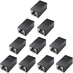 DARKROCK Network Coupler 10 Packs Ethernet Coupler RJ45 Coupler for Cat7/Cat6/Cat5e/Cat5 Ethernet Cable Extender Adapter High Speed Data Transfer Plug-and-Play with Easy Snap-in Retaining Clip