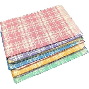 N'icePackaging 50 Qty 5" x 7" Decorative Flat Paper Gift Bags - Mixed Plaid Pattern on White Kraft Bags - for Sales/Treats/Parties Cookies/Gifts