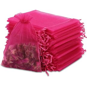 Kslong 100 قطعة من أكياس الأورجانزا الشفافة برباط 5 × 7، حقائب شبكية للمجوهرات الصغيرة برباط، حقائب شبكية لحفلات الزفاف للأعمال الصغيرة، الهدايا، تغليف الأساور، أكياس أكياس فارغة (أبيض) (ألوان مختلطة)