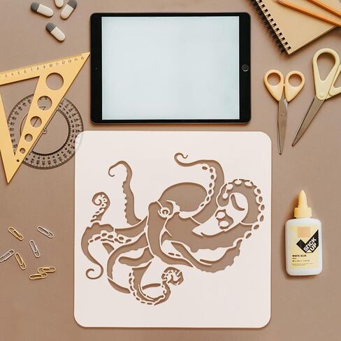 FINGERINSPIRE سرطان البحر اللوحة الاستنسل 8.3x11.7 بوصة كبيرة نمط سرطان البحر رسم قالب البلاستيك الحيوانات الأليفة الحياة البحرية اللوحة الاستنسل الزخرفية موضوع البحر قالب DIY بها بنفسك الحرف الجدار أرضية باب الديكور in Kuwait