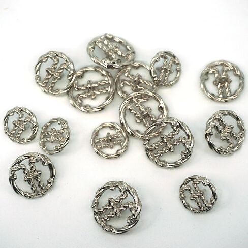 15 Piece Metal Button Set is Suitable for Jackets/Cardigans with Decorative Buttons in Size 3 Combinations (15mm, 18mm, 20mm). Multiple Styles are Available (Black) in Saudi Arabia