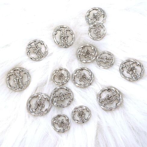 15 Piece Metal Button Set is Suitable for Jackets/Cardigans with Decorative Buttons in Size 3 Combinations (15mm, 18mm, 20mm). Multiple Styles are Available (Black) in Saudi Arabia