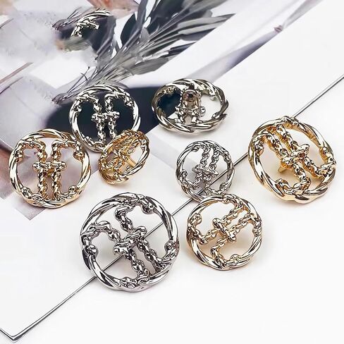 15 Piece Metal Button Set is Suitable for Jackets/Cardigans with Decorative Buttons in Size 3 Combinations (15mm, 18mm, 20mm). Multiple Styles are Available (Black) in Saudi Arabia
