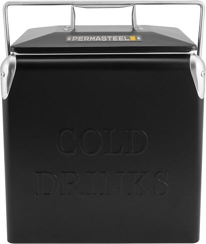Permasteel 14-Quart Small Cooler Ice Chest | Retro Vintage Classic Style Hard Metal Cooler, PS-A205-14QT-PK, Beverage Cooler for Camping Beach Picnic, Pink in Saudi Arabia