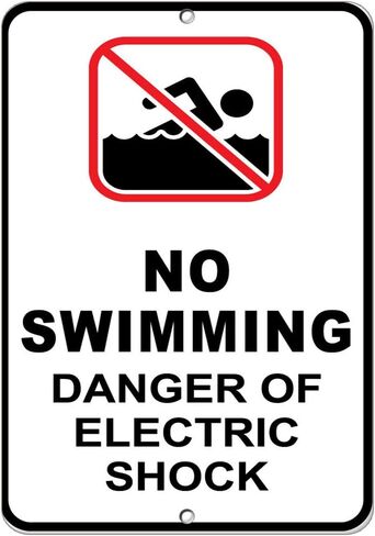 Aluminum Vertical Metal Sign Multiple Sizes No Swimming Danger of Electric Shock Hazard With Border Weatherproof Street 9x12Inches in Saudi Arabia