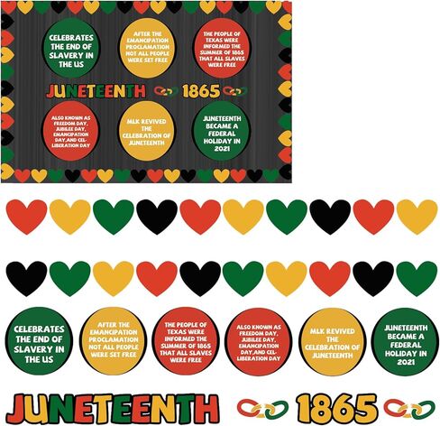 Juneteenth Bulletin Board Kit Classroom Decorations, Juneteenth History Borders June 19th 1865 Black American Independence Juneteenth Day Bulletins Board Wall Decor in Kuwait