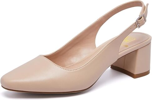 Women's Low Chunky Slingback Heels Square Toe Block Dress Shoes Closed Toe Comfortable Wedding Office Work Pumps in Kuwait