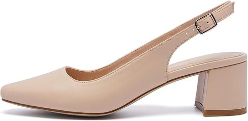 Women's Low Chunky Slingback Heels Square Toe Block Dress Shoes Closed Toe Comfortable Wedding Office Work Pumps in Kuwait