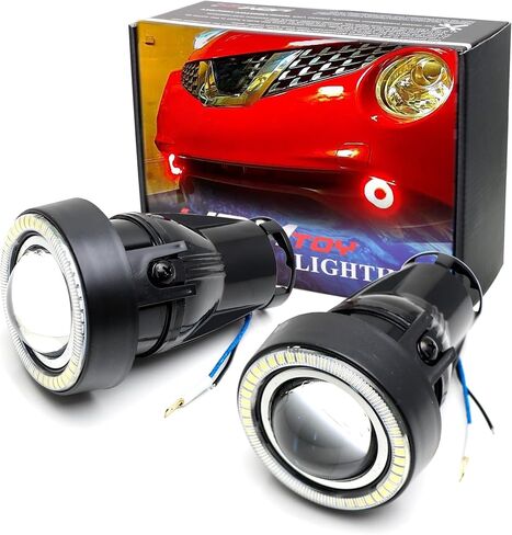 iJDMTOY 3-Inch Projector Fog Light Kit w/Black Shroud 40-SMD Ultra Blue LED Halo Ring Angle Rings, Universal Fit With Car SUV Truck ATV RV, etc in Saudi Arabia