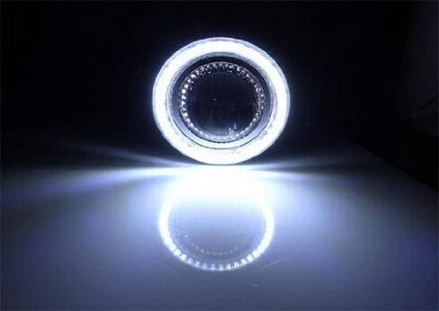 iJDMTOY 3-Inch Projector Fog Light Kit w/Black Shroud 40-SMD Ultra Blue LED Halo Ring Angle Rings, Universal Fit With Car SUV Truck ATV RV, etc in Saudi Arabia