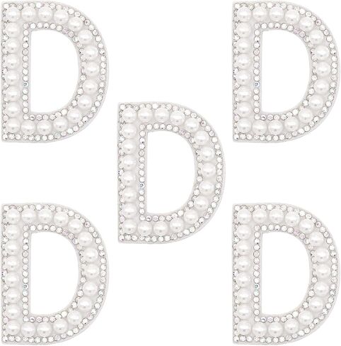 A-Z Letter Iron on Patch Coloured Rhinestone Shiny Pearl English Alphabet Sewing Patch for Bridal Dress Bridesmaid Dress Girl Clothing Shoes Hat Bag Arts Craft (A) in Saudi Arabia