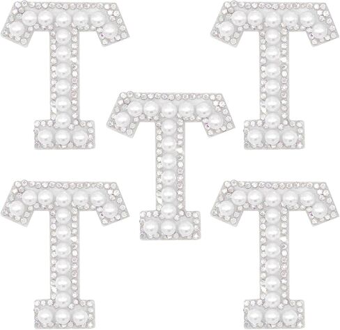 A-Z Letter Iron on Patch Coloured Rhinestone Shiny Pearl English Alphabet Sewing Patch for Bridal Dress Bridesmaid Dress Girl Clothing Shoes Hat Bag Arts Craft (A) in Saudi Arabia