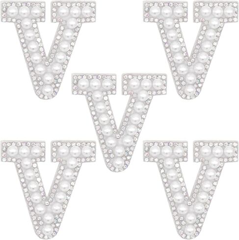 A-Z Letter Iron on Patch Coloured Rhinestone Shiny Pearl English Alphabet Sewing Patch for Bridal Dress Bridesmaid Dress Girl Clothing Shoes Hat Bag Arts Craft (A) in Saudi Arabia