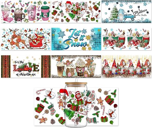 Loozykit UV DTF Cup Wrap Transfer Stickers for Glass 9 Sheets Rub on Transfers Stickers for Crafting UV DTF Transfer Furniture DIY Waterproof Decals for 16OZ Glass Cups (Butterfly 1) in Saudi Arabia