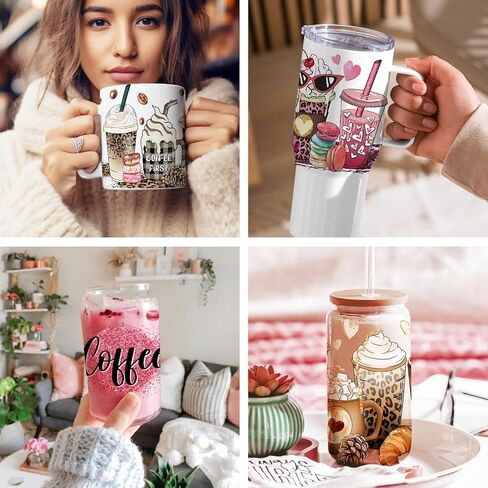 Loozykit UV DTF Cup Wrap Transfer Stickers for Glass 9 Sheets Rub on Transfers Stickers for Crafting UV DTF Transfer Furniture DIY Waterproof Decals for 16OZ Glass Cups (Butterfly 1) in Saudi Arabia