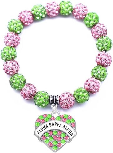 Graduation Sorority Gifts Bracelet Pink and Green Bead Bracelet Alpha Kappa A Greek Paraphernalia Sorority Jewelry Gifts in Saudi Arabia