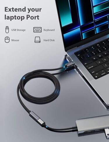 Stouchi USB C Extension Cable 10FT/3M, USB C Extension Cable Type C 3.1 Male to Female Fast Charging & Audio Data Transfer for iPhone 15, iPad Mini/pro, MacBook Air M2/ M1 Mac Mini/pro, Mag- Safe in Kuwait