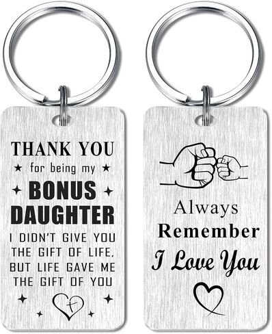 Bonus Step Daughter Gifts Stepdaughter Keychain for Women, Personalized Bonus Daughter Gifts from Stepmom Stpedad, Love My Favorite Bonus Daughter Present in Saudi Arabia