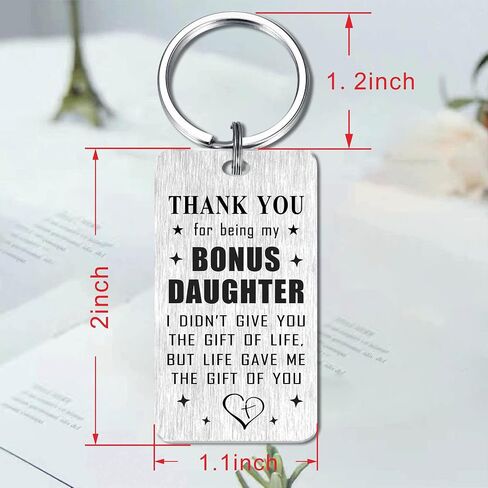 Bonus Step Daughter Gifts Stepdaughter Keychain for Women, Personalized Bonus Daughter Gifts from Stepmom Stpedad, Love My Favorite Bonus Daughter Present in Saudi Arabia